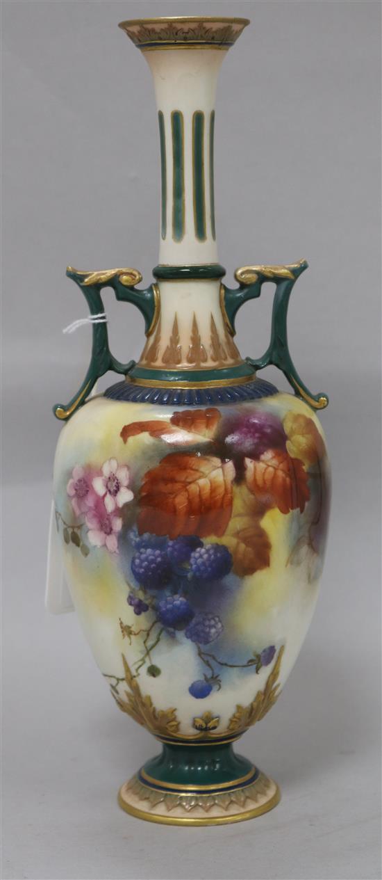 A Royal Worcester twin-handled vase, shape no. 311, H 28cm